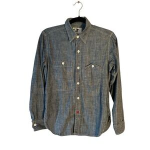 Engineered Garments Mens Denim Cotton Button Up Work Shirt Blue Size S/M